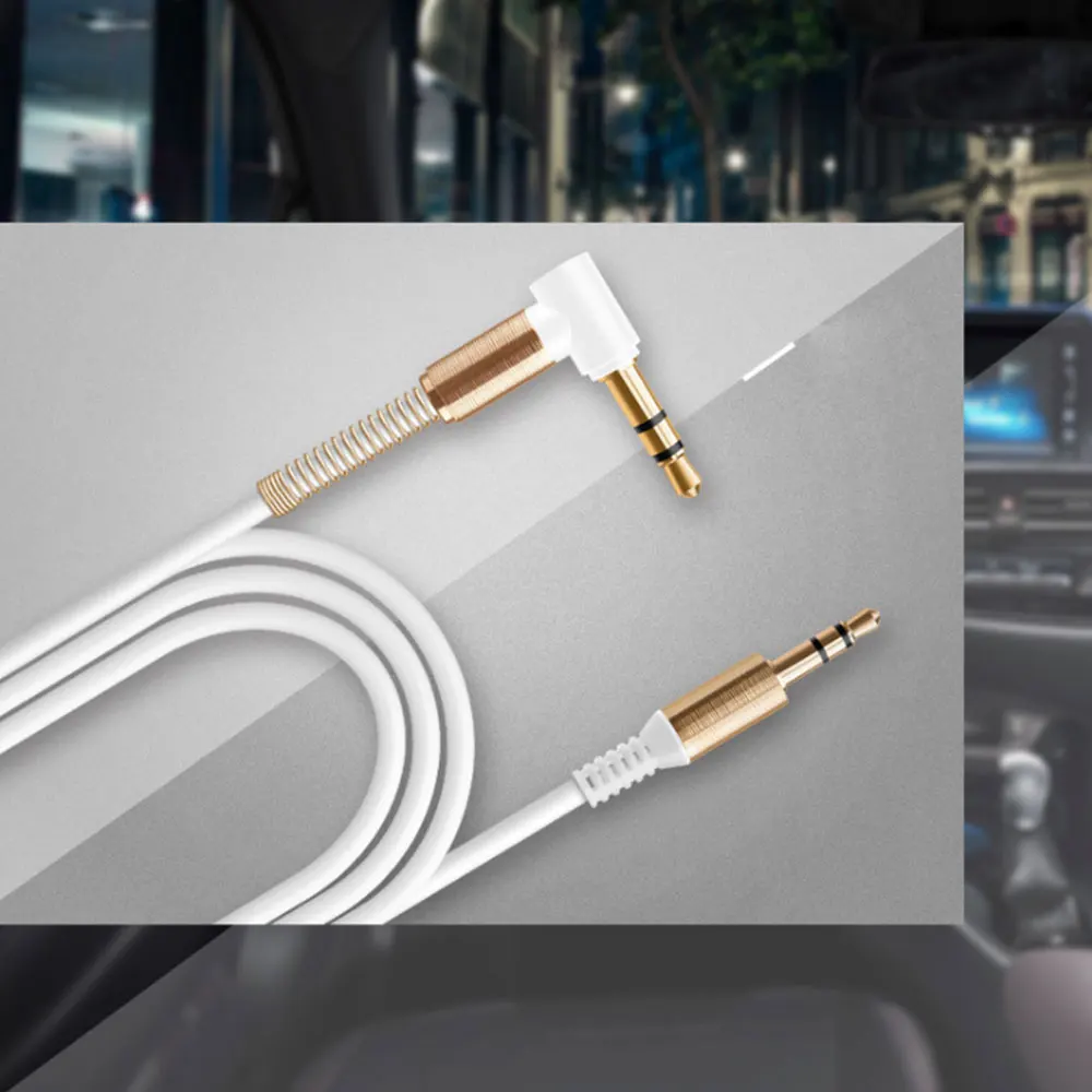

Vehicle-mounted male to male recording line 3.5mm audio line elbow car speaker audio connector