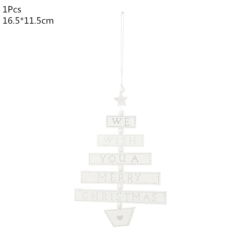 1pcs white tree Деревянная Рождественская елка, украшения, деревянная подвеска, автомобиль/Лось/звезда, поделки своими руками, Noel, рождественские украшения для дома, рождественский подарок для детей - Цвет: 1pcs white tree