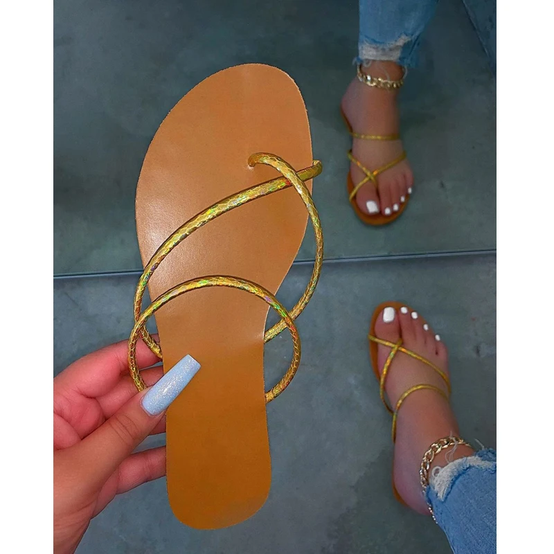 Summer Women's Slippers New Fashion Flat Bottom Flip-flops Open Toes Outdoor Beach Woman Sandals Roman Style Plus Size Shoes