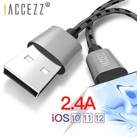 accezz nylon usb charge data cable for apple for iphone x 7 6 8 6s 5 plus xs max xr for ipad mini 8 pin fast charging cables 2m