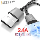 ! ACCEZZ нейлоновый USB кабель для зарядки данных для Apple для iPhone X 7 6 8 6S 5 Plus XS MAX XR для iPad Mini 8 Pin Кабели для быстрой зарядки 2 м