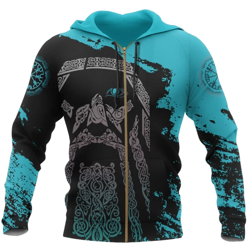 

Viking Odin - Blue Pullover Tattoo 3D Print Men hoodies Harajuku Fashion Hooded Sweatshirt Autumn Unisex hoodie sudadera hombre