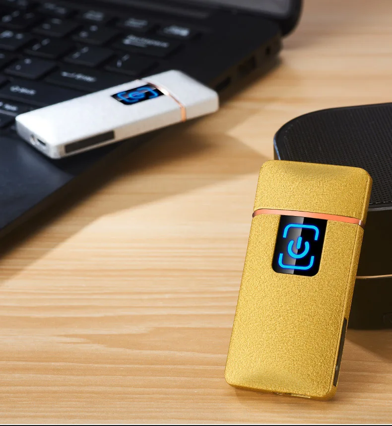 Новая usb зарядка Зажигалка сенсорный экран электронные зажигалки маленький перезаряжаемый Электрический ветрозащитный мужской подарок