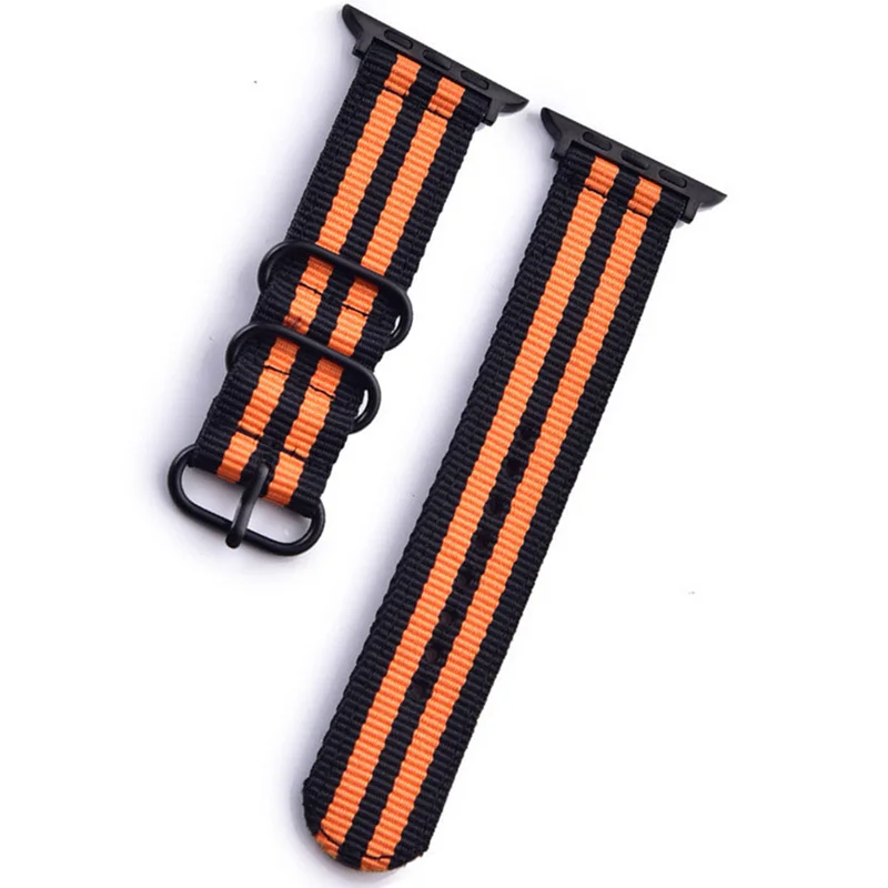 Black Orange Ремешок NATO для Apple watch 4 5 band 44 мм 40 мм iWatch band 42 мм 38 мм спортивный нейлоновый браслетный ремешок для часов Apple watch 4 5 3 42/38 мм - Цвет ремешка: Black Orange