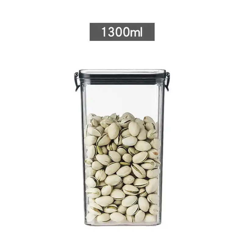 

700/1300/1800ML Food Storage Container Plastic Square Transparent Sealed Tank Kitchen Multigrain Dried Fruit Storage Tanks
