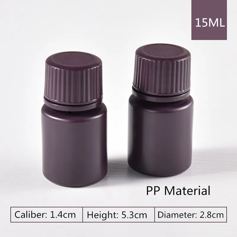 15ML brown 2 шт./лот многоразовые пластиковые бутылки с широким горлышком с винтовой крышкой пищевой Полипропиленовый Контейнер 5 мл-500 мл - Цвет: 15ML brown