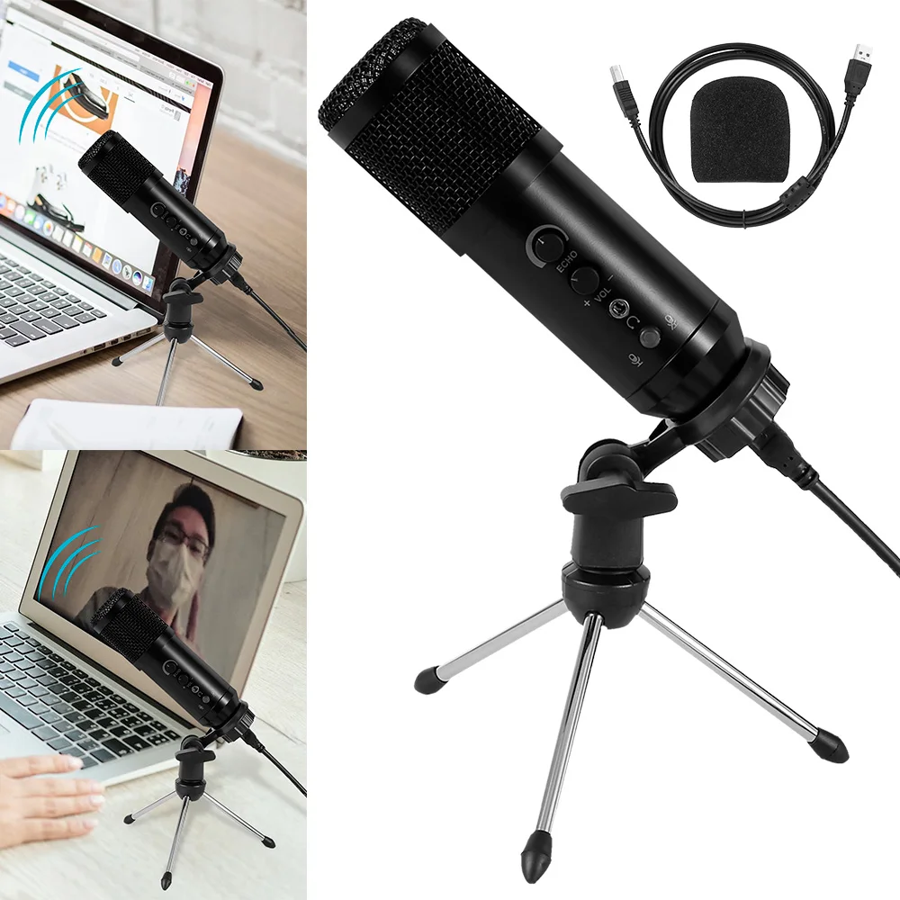 Usb микрофон PC конденсаторный вокал Студийный для записи YouTube видео Skype в чате игры