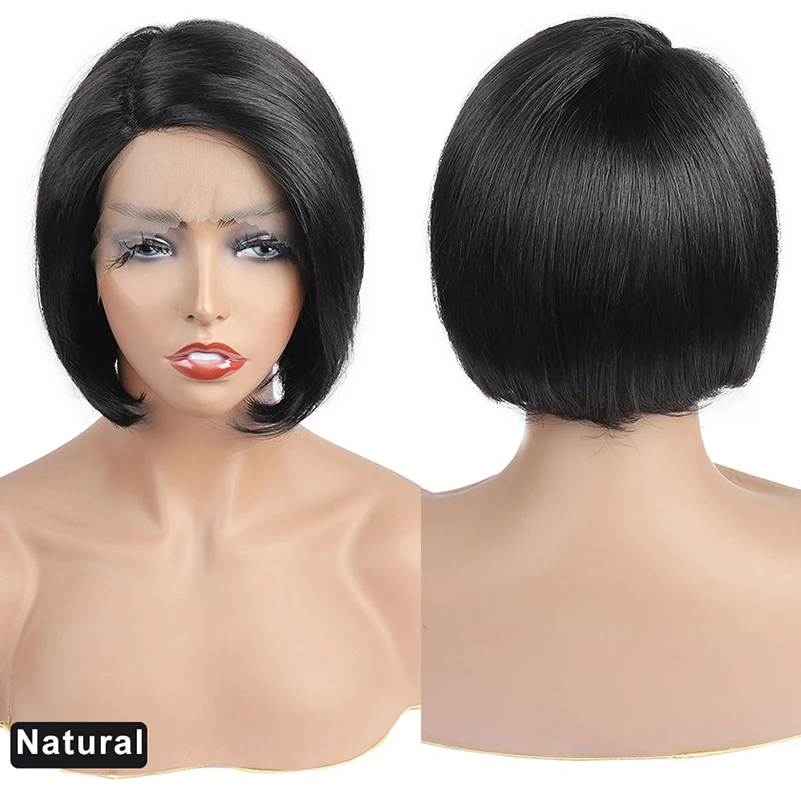 

Meetu Pixie Cut Wig Human Hair Brown Colored Human Hair Wigs For Women Short Wig Machine Pixie Cut Bob Wig Straight Bob Wig