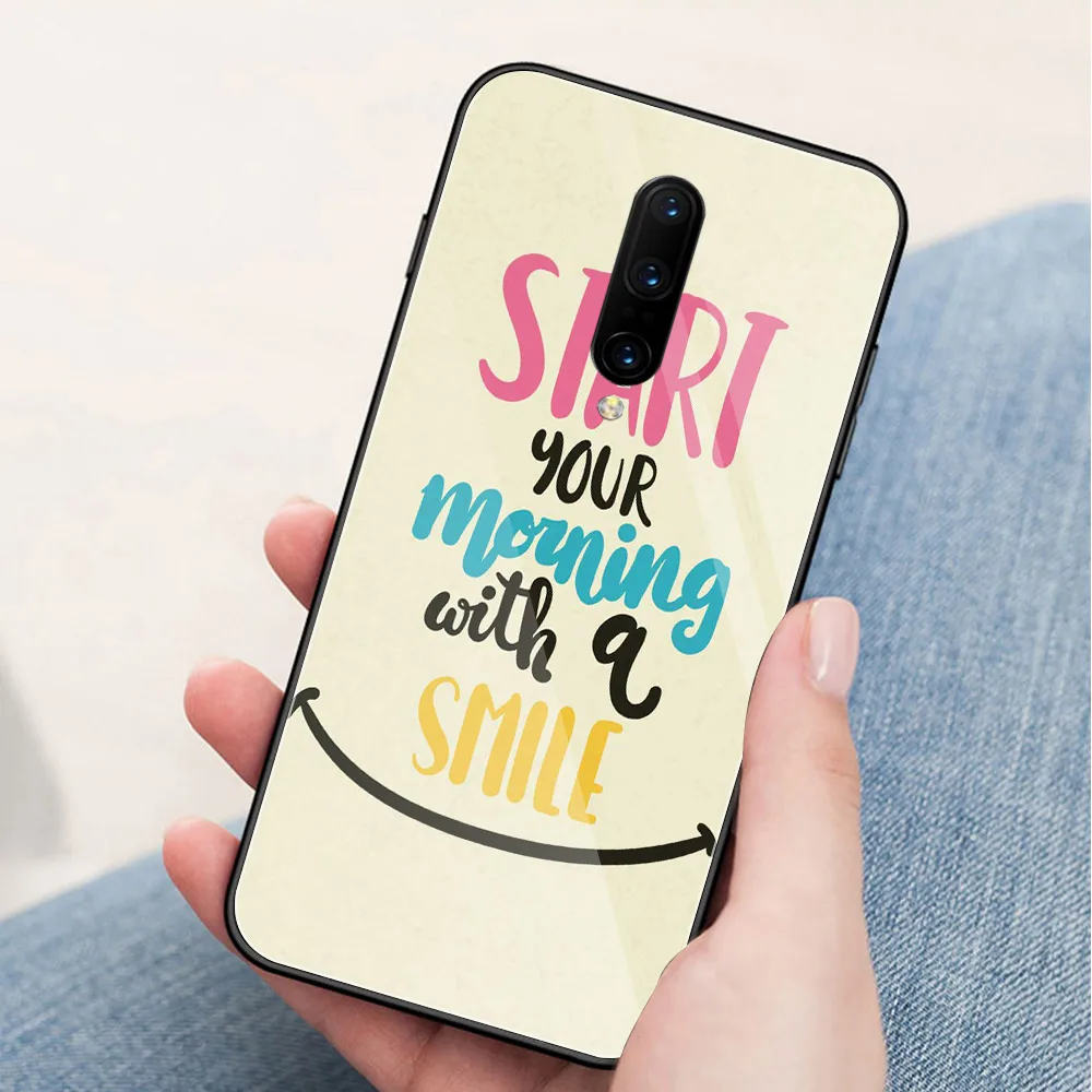 Quotes Case for Oneplus 7 pro Glass back cover case 6t coque 1+ 5 6 | Мобильные телефоны и аксессуары