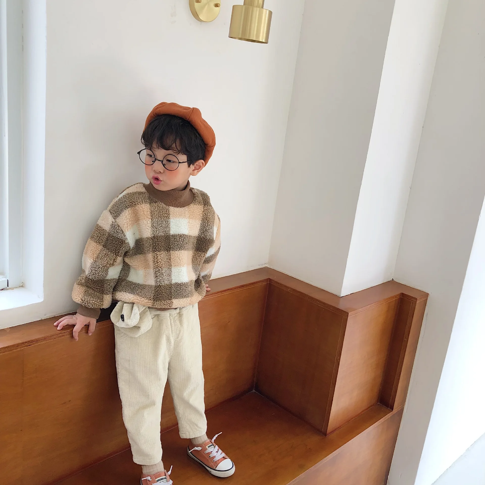 Зимние Модные утепленные вельветовые штаны из мягкого флиса для мальчиков с