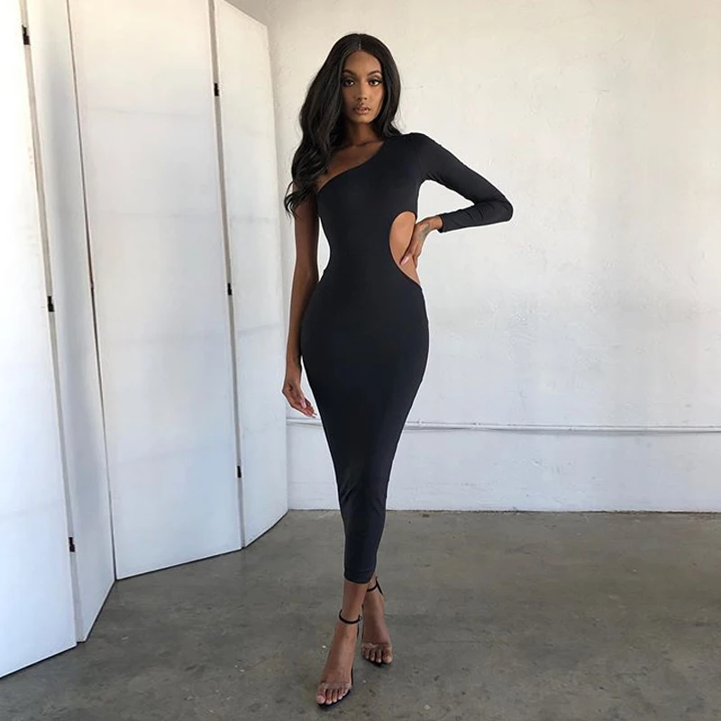 Хлопковые мягкие облегающие платья XLLAIS женское сексуальное платье трапеция с вырезом на одно плечо женская