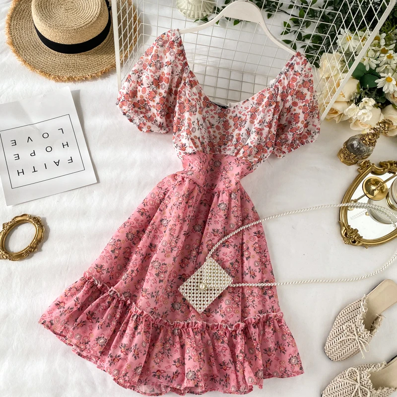 2020 Новая модная женская одежда с круглым вырезом выше колена мини платье принтом