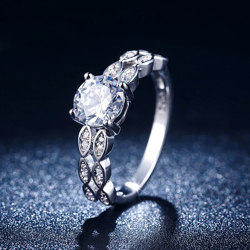 Обручальные кольца для женщин изысканное Двухслойное кольцо с круглым цирконом