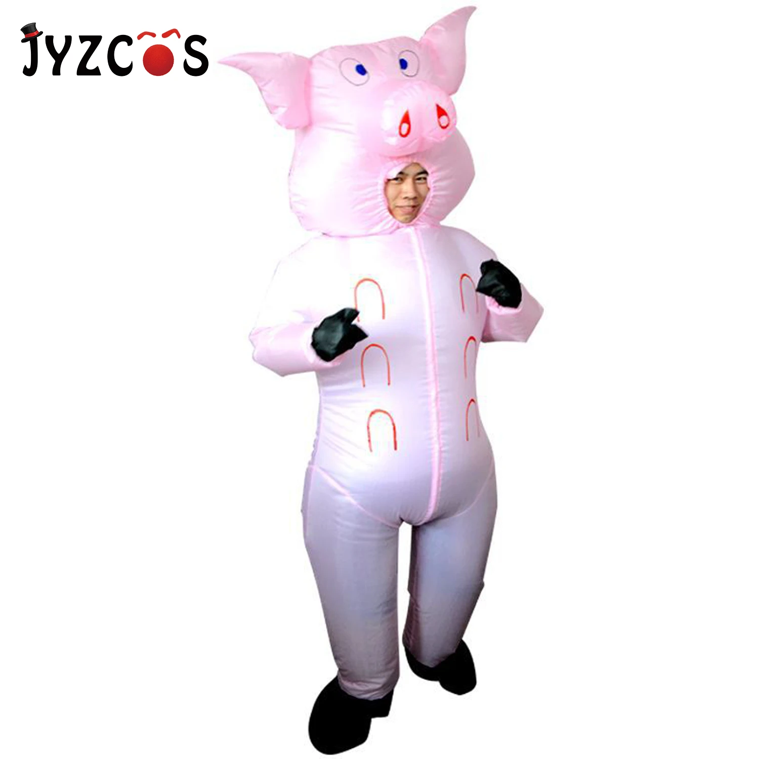 JYZCOS розовая свинья Надувной Костюм Свиньи для взрослых животных Хэллоуин Карнавал Косплей партии нарядное платье для женщин и мужчин наряд на день рождения