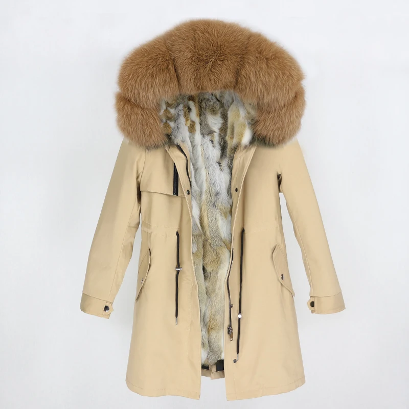 OFTBUY натуральный Лисий мех воротник парка с капюшоном зимняя куртка женская натуральный кроличий мех внутри Толстая теплая верхняя одежда Уличная Роскошная