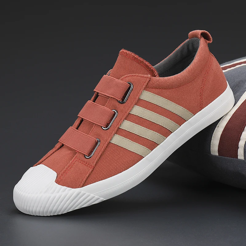 

Кеды мужские без шнуровки, холщовые кроссовки, красные прогулочные кеды, Вулканизированная подошва, повседневная обувь для путешествий, ле...