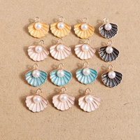 10pcs 1516mm enamel shell pearl charms for jewelry making diy pendants necklaces earrings keychain handmade crafts accessories