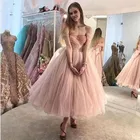 Пастельные розовые вечерние официальные платья, платье для выпускного вечера 2020, кружевное блестящее платье с бисером, официальное платье до щиколотки, сердечко