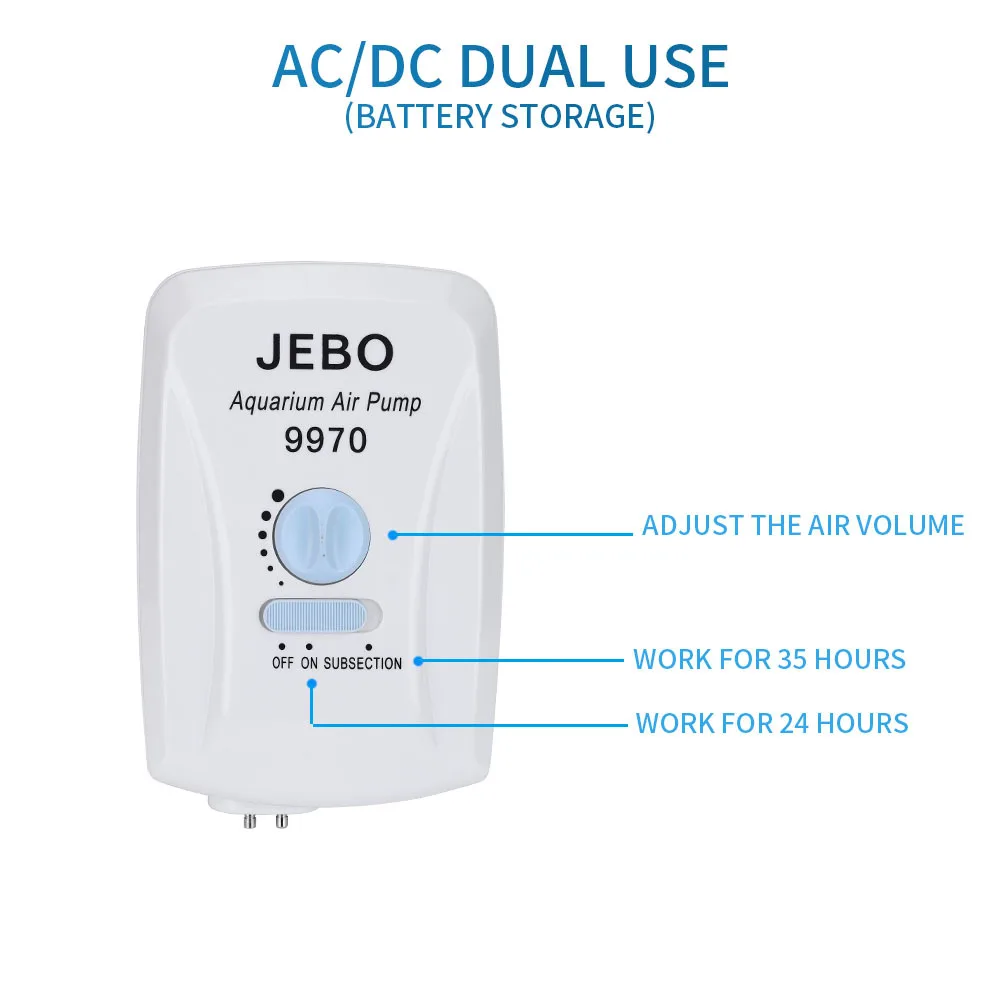 Двухцелевой кислородный насос JEBO Aquaris портативный с литиевой батареей и
