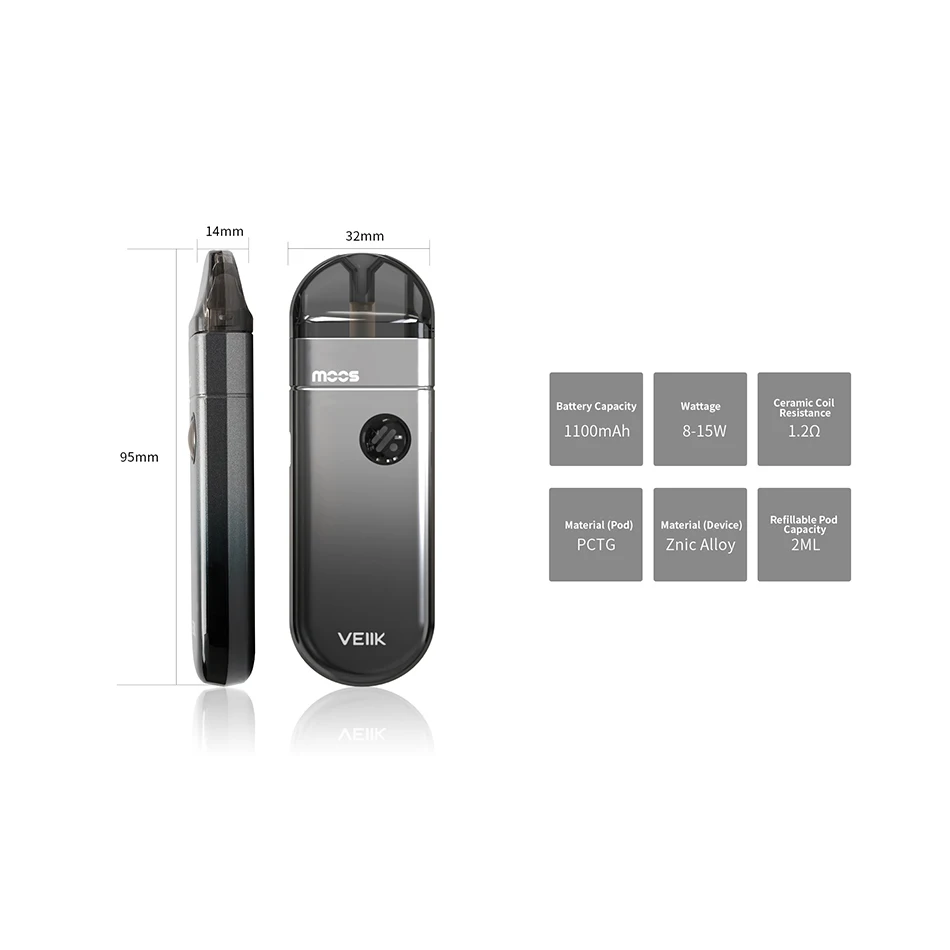 Оригинальный стартовый набор VEIIK Moos pod с 1100 мАч 2 мл Pod Ом электронная сигарета Vape Kit
