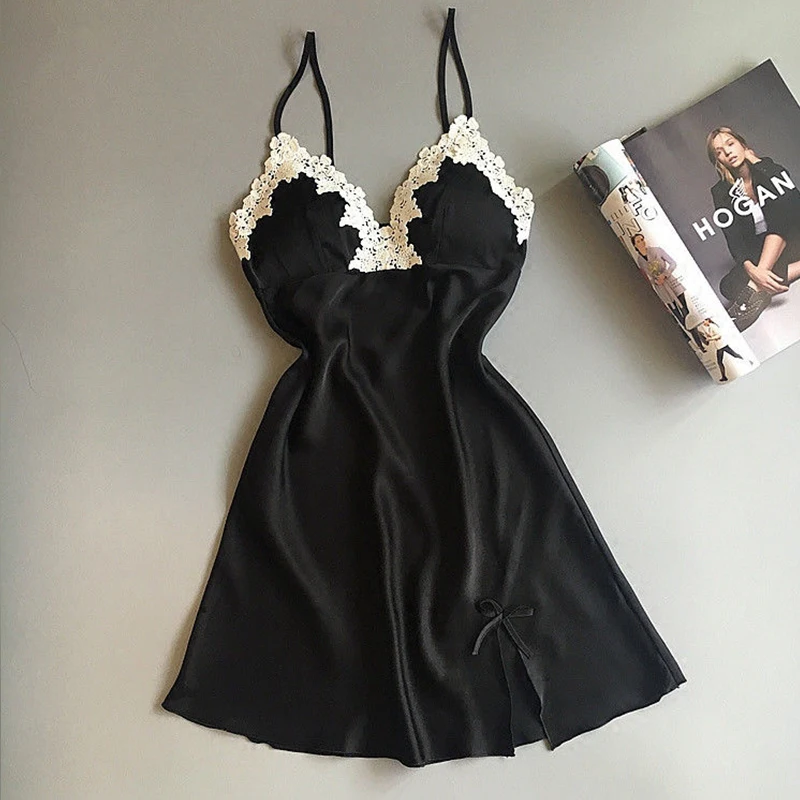 

2021 Spring Summer Pajamas Suspenders Nightdress Urban Leisure Women's Summer Silk Sexy Women's Seductive Homewear