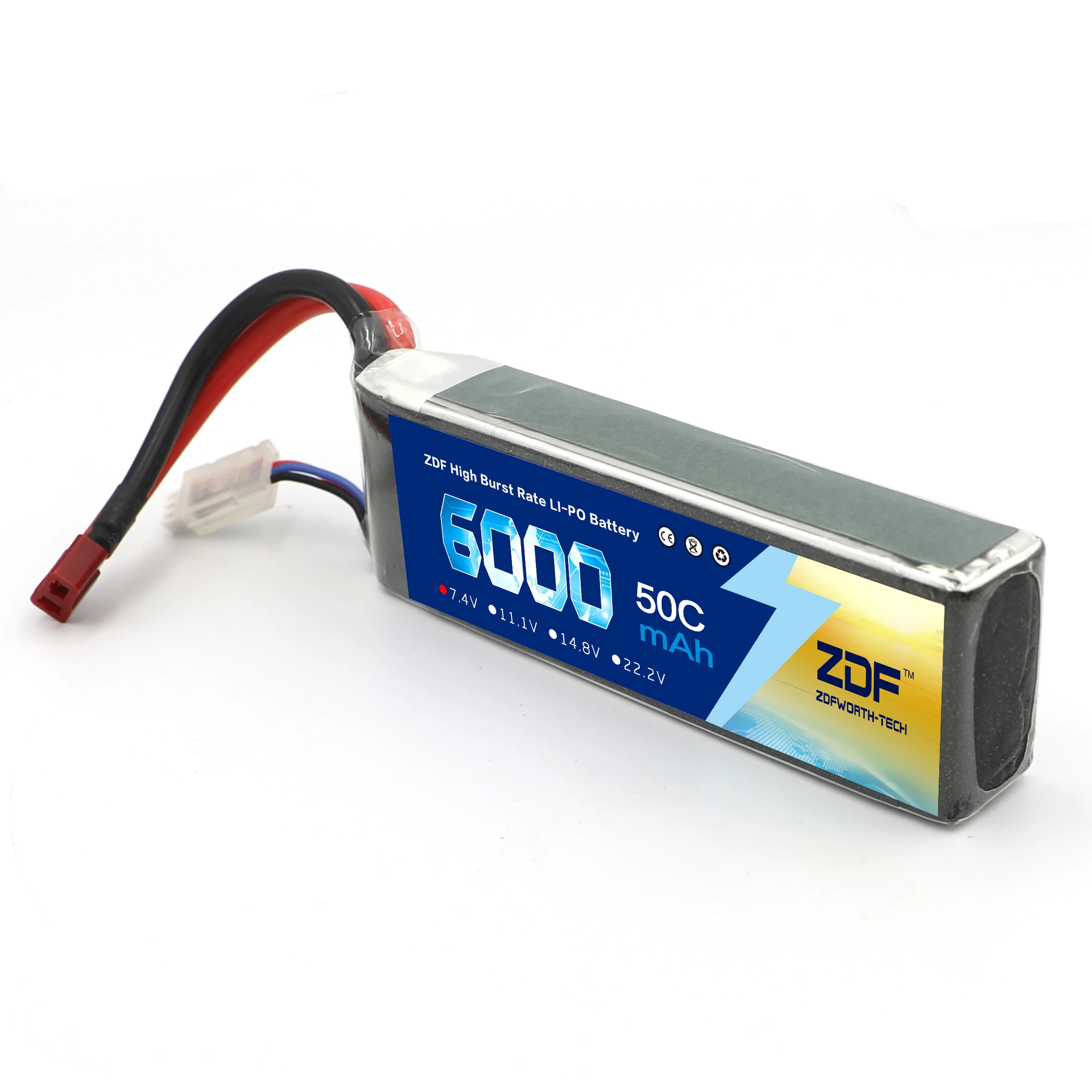 2 шт. литий-полимерный аккумулятор ZDF RC 2S 7 4 в 6000 мАч 50C для радиоуправляемых Traxxas 1/10