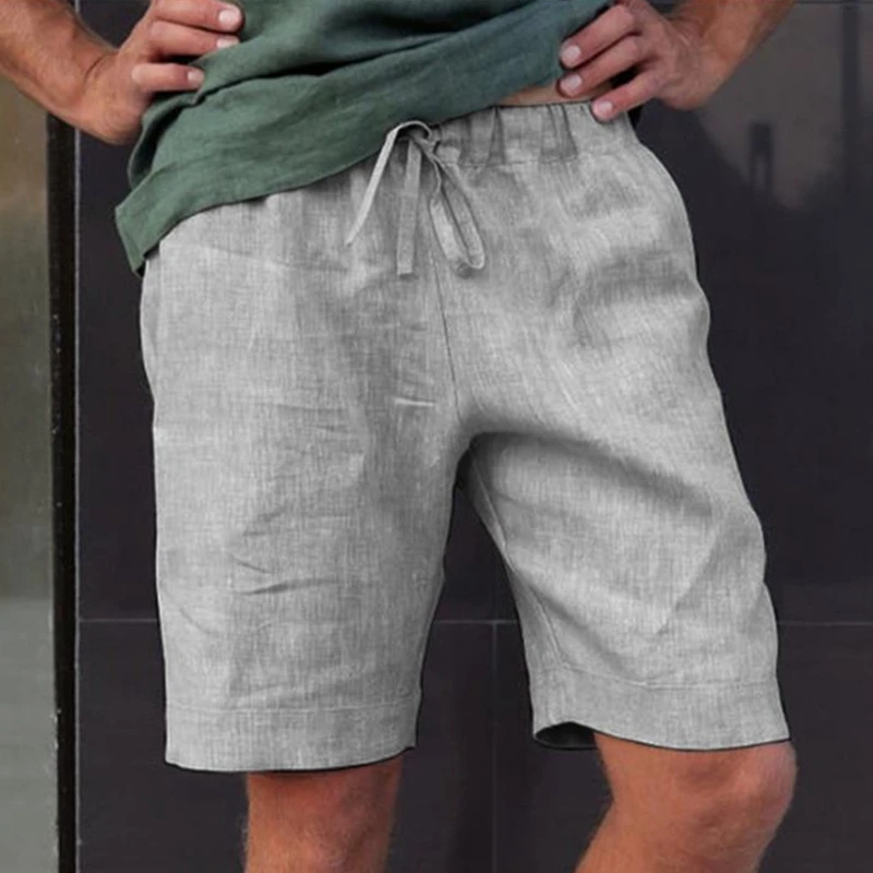 

Men Summer Shorts Cotton Beach Shorts Mens Fashion Breathable Thin Shorts Lightweight Drawstring Short Pants Solid Color Cool