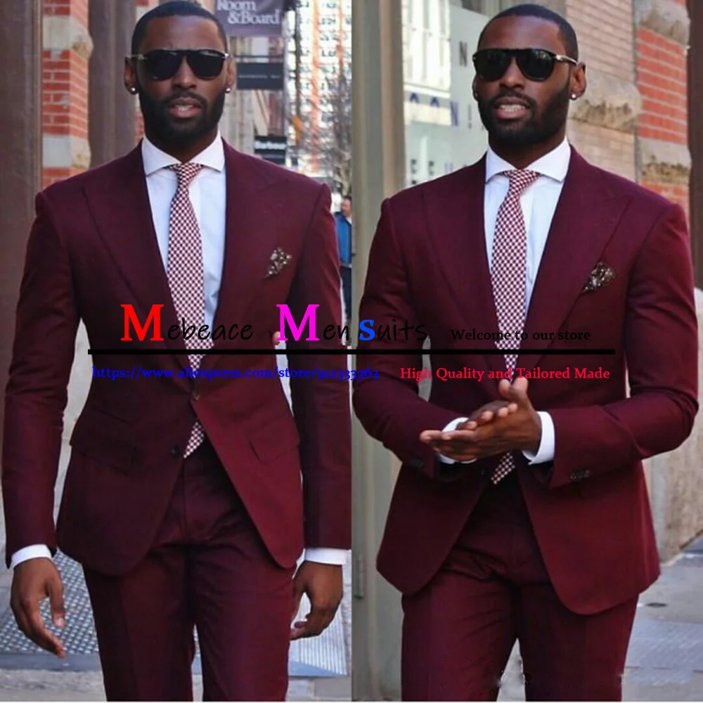 

Классические бордовые строгие модные облегающие смокинги с заостренным лацканом деловые комплекты одежды Лучший человек 2 предмета