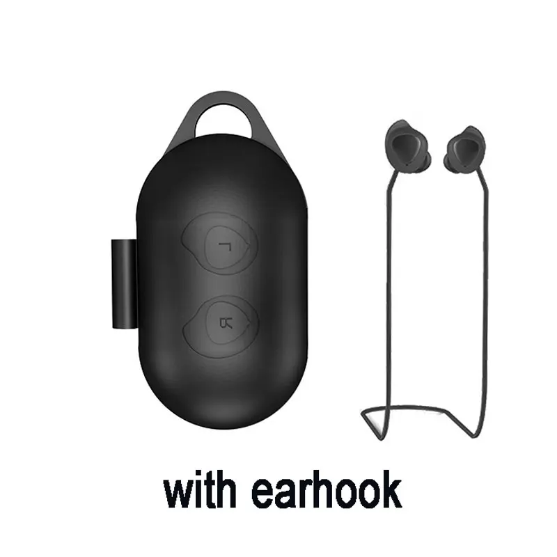 black case earhook Защитный чехол для samsung Galaxy Buds наушники флип-открытый силиконовый чехол водонепроницаемый противоударный чехол s с карабином - Цвет: black case earhook