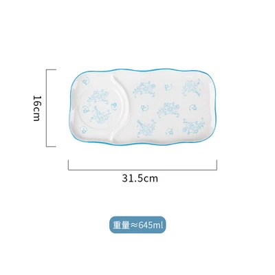 Blue plate Креативная японская керамическая посуда для завтрака, чашка для дома с тарелкой, запеченная чаша, овсяная чаша с ручкой - Цвет: Blue plate