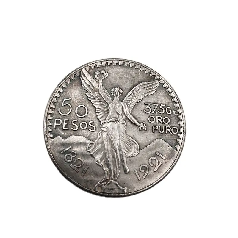 Мексиканский монеты 1821 латунь покрытая серебром 50 песо Ангел Юбилейные Орел