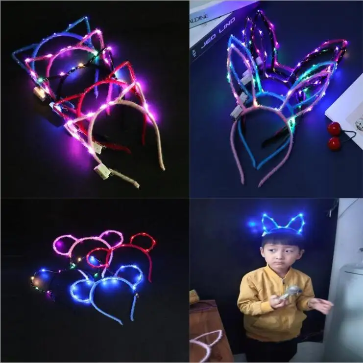 12 шт./лот Корона с рисунком кота кролика светящиеся светодиодные вечерние костюм