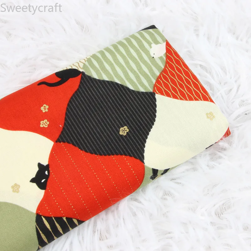 

110x45cm Cat Grid Printed Fabric tissus telas Thin Cotton Fabrics By Yard Tecido Handmade Sewing Bag Doll patchwork Accessories