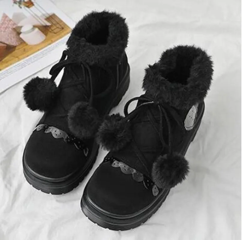 Винтаж круглый носок Симпатичные тапочки с узором в виде маленькими пушистыми