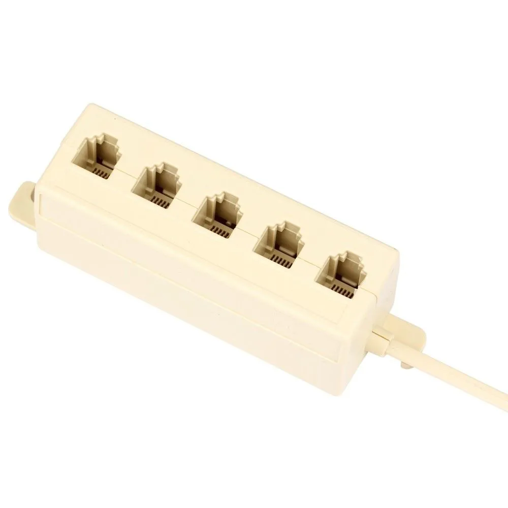 

Useful 5 Ways Outlet Phone Modular RJ11 Line Jack Telephone Adapter Connector