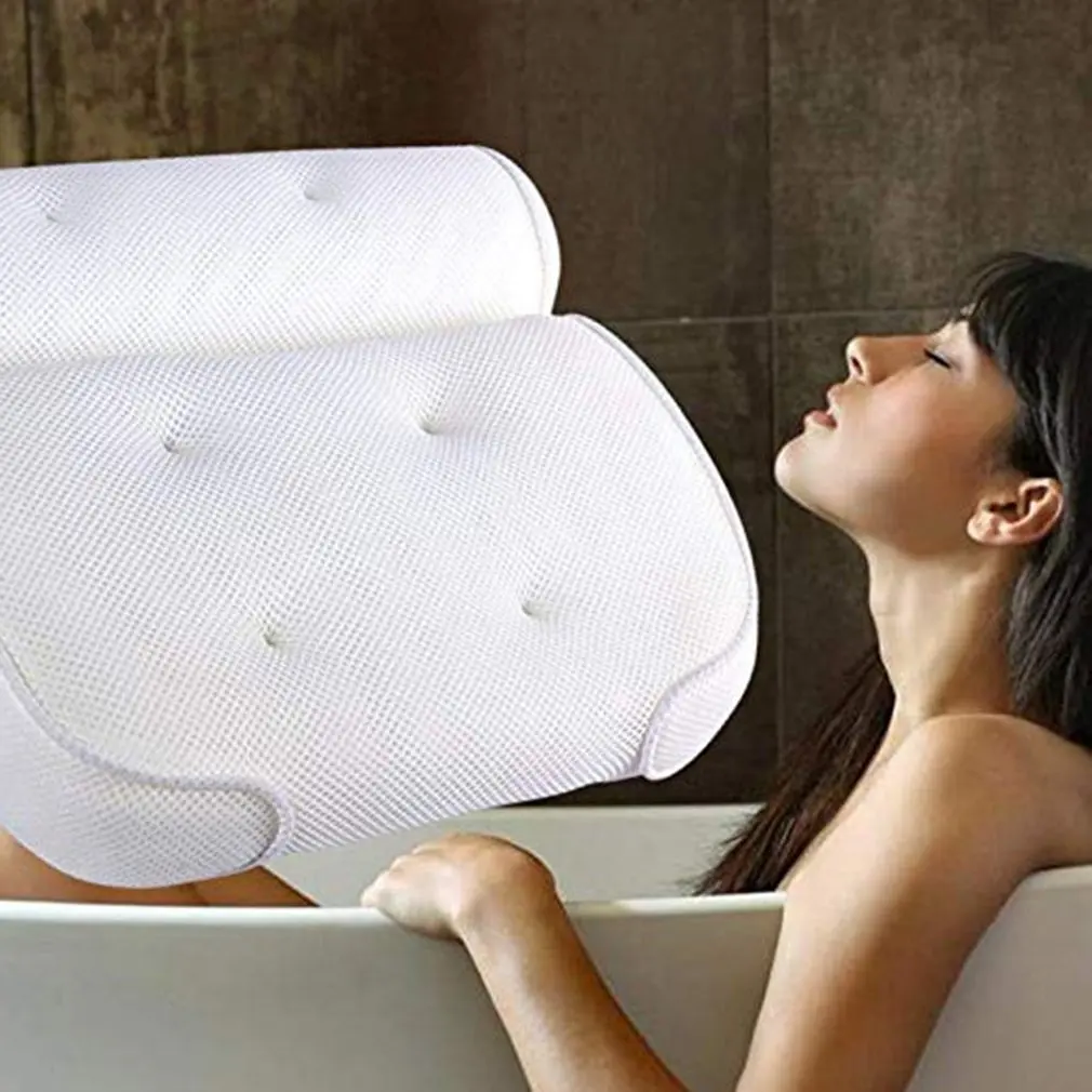 Дышащая 3D сетка подушка для ванны спа с присосками поддержка шеи и спины Дома