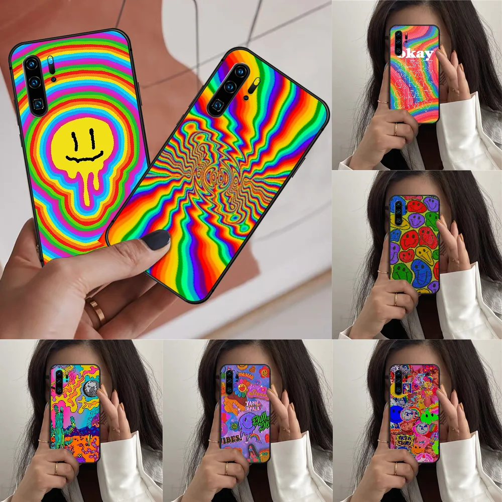 

Indie kid fashion Phone Case For HUAWEI P 10 20 30 40 Pro Lite Smart Plus Z 2019 Nova 7i 5T black Cover Luxury Funda 3D Coque