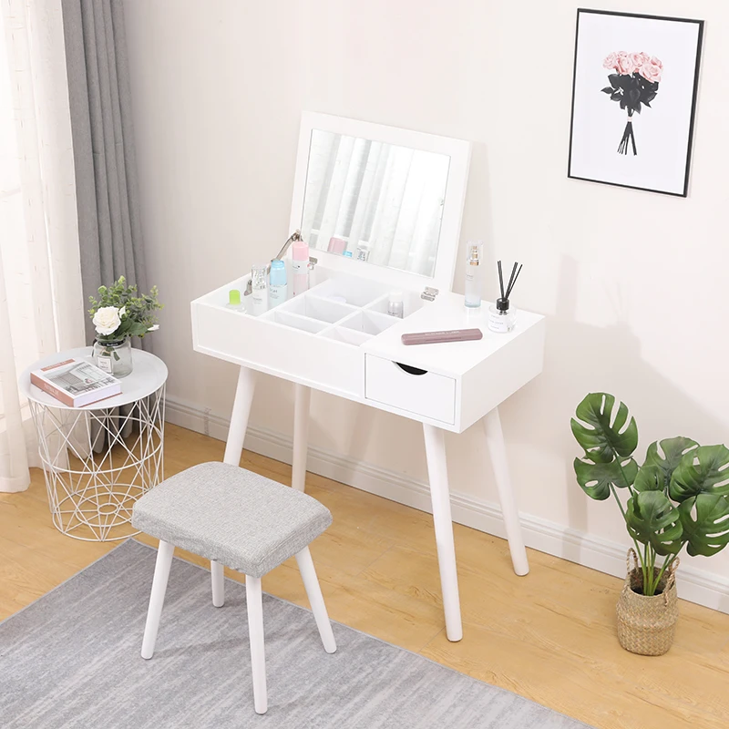 

Vanity Desk Modern Dresser Table Mirros Household Bedroom Dressing Table Density Board Makeup T Able With Mirror For Bedroom