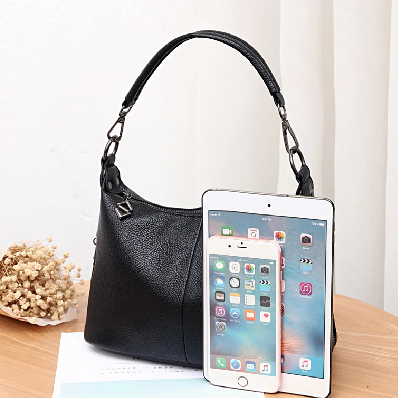 2020 модные сумки через плечо для женщин Черная мягкая женская однотонная