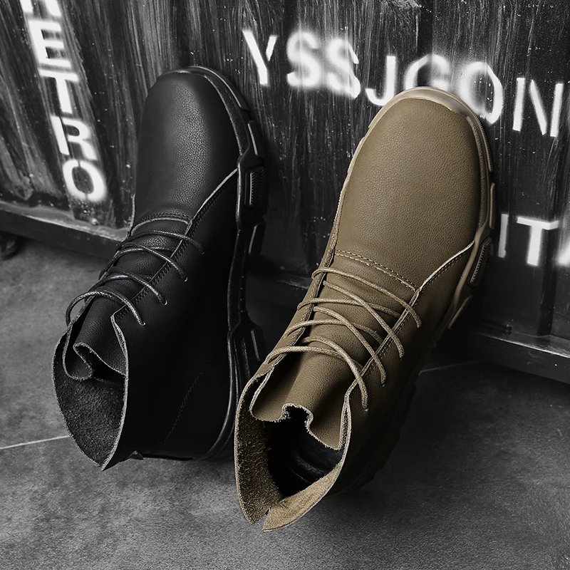 

YEINSHAARS New Handmade Ankle Boots for Men Genuine Leather Fashion Snow Boots Super Quality Men Brand Designer Shoes Big Size