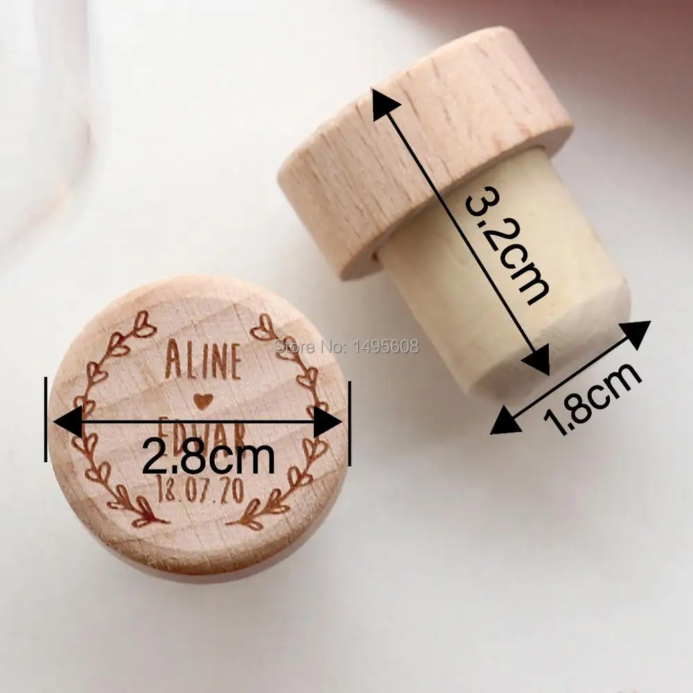 

Customized Wood Wine Stopper Wedding party Favor decor Personalized Bottle Cork Toppers with laser design name gift for guest