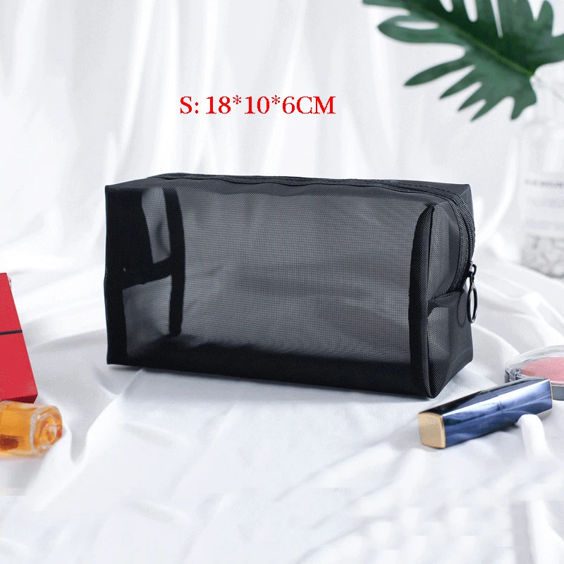 S Женская дорожная косметичка на каждый день на молнии, прозрачная сумочка для косметики, Сумка Для Хранения Туалетных принадлежностей, набор для чистки косметичек - Цвет: S