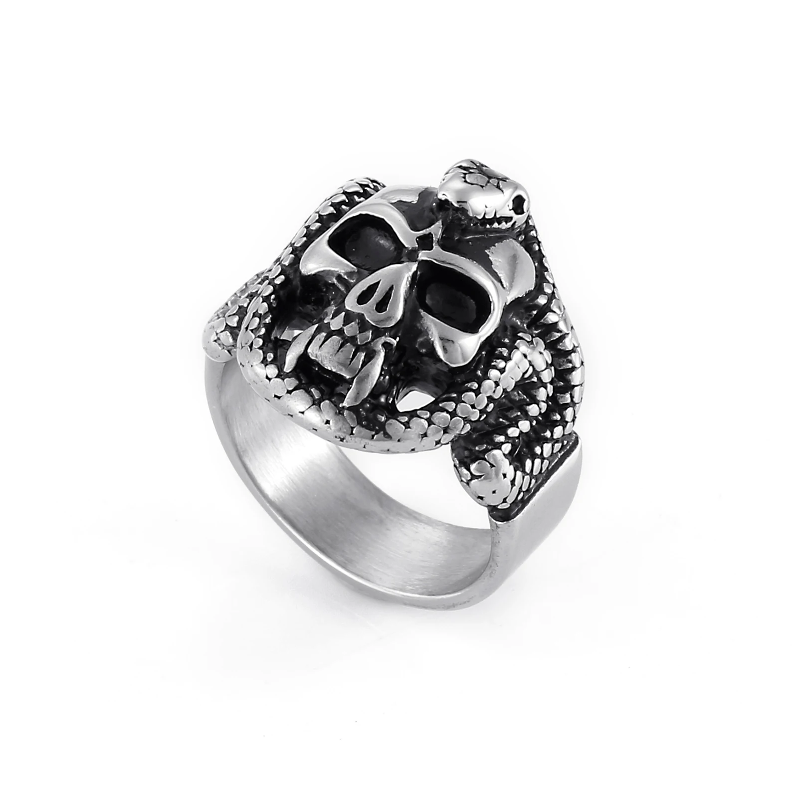 

Evil Fierce Snake Skull Ring Mens Stainless Steel Gold/Silver Color