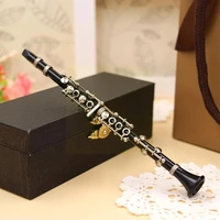 mini clarinet model musical instrument miniature desk decor display with black leather box bracket christmas gift for decor a6i9
