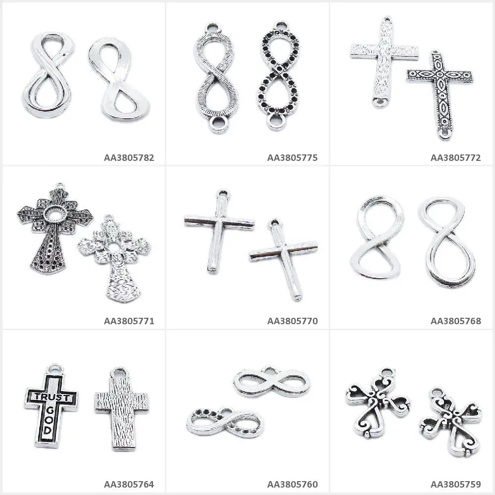 Античные посеребренные Подвески для изготовления украшений 8 формы соединение