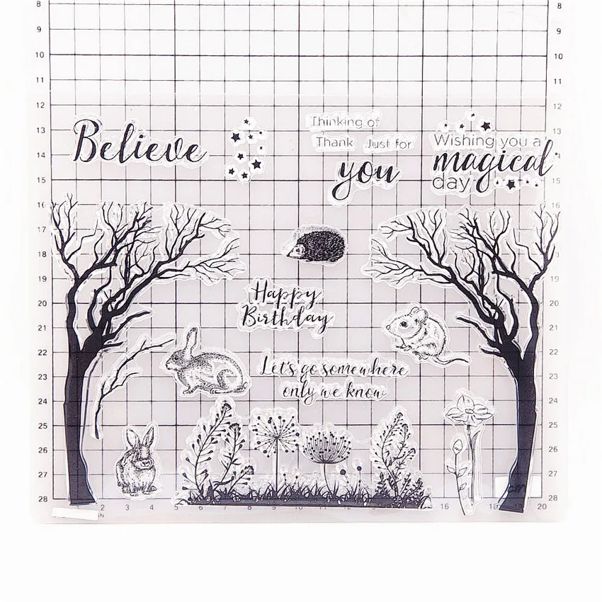 Прозрачные штампы 21 5*17 5 см с изображением мертвой древесины/Силиконовые пломбы