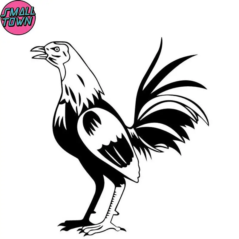 

Small Town 14.9CM*16.5CM A Proud Cock Car Trunk Creative Decoration Vinyl Decal Car Stickers Black/Silver C4-2414