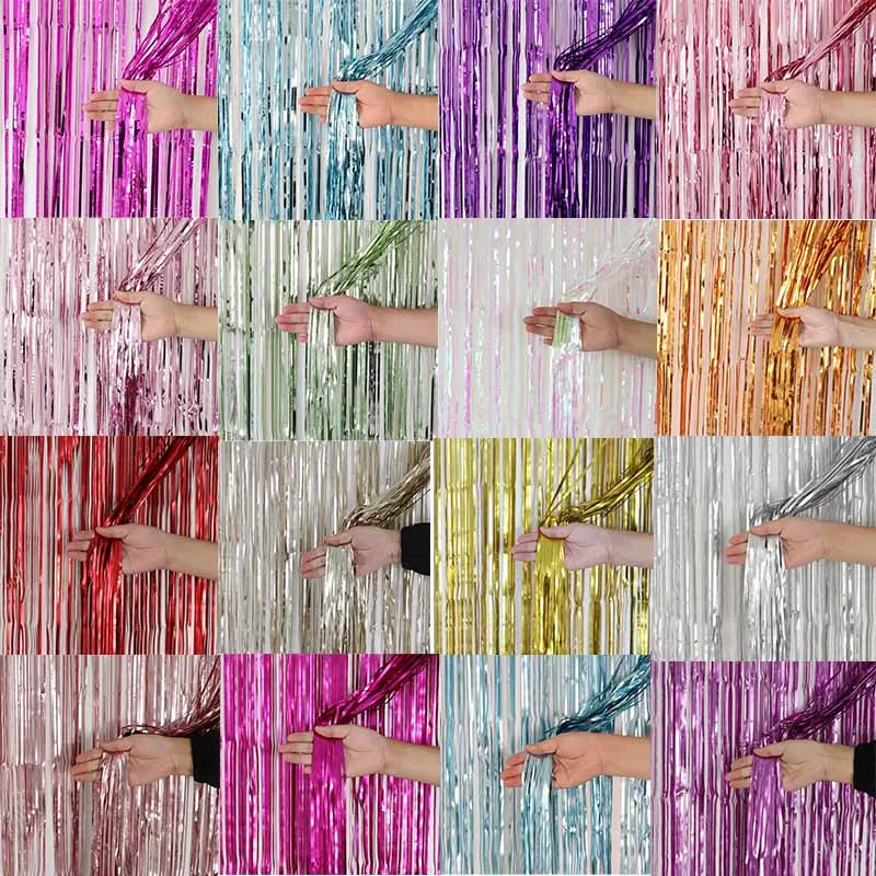 Свадебные украшения фон фольга дождь шторы мишура Пижама для детей и взрослых Photo