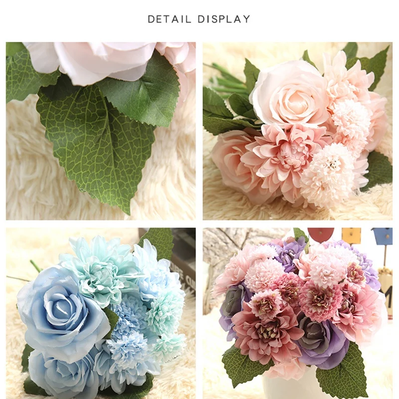 10 голов розы искусственные цветы шелк Георгин ромашка Искусственные Свадьба