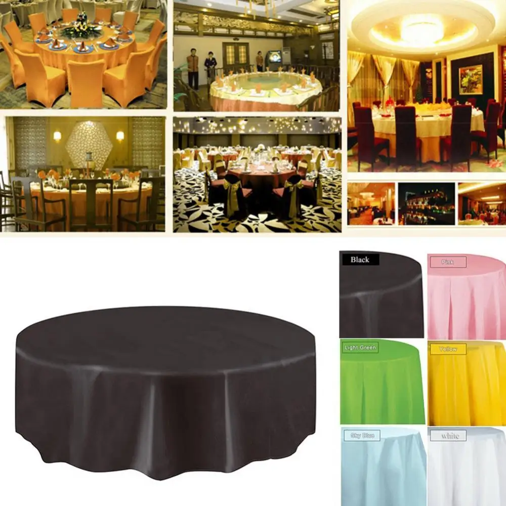 

PEVA Disposable Waterproof Solid Color Party Round Tablecloth Table Covers
